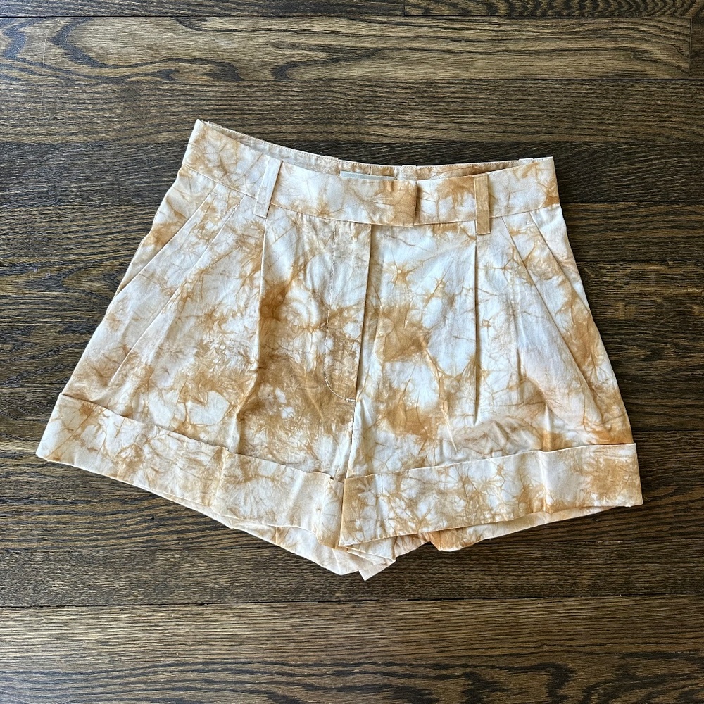 3.1 PHILLIP LIM Women's High Waist Pleated Tie Dye Cotton Shorts 00